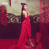 2016新款红色艺术写真盘子女人坊主题服装女古装性感睡衣睡袍影楼