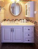 欧式美式橡木浴室柜组合大理石洗脸盆吊柜卫生间洗漱台落地卫浴柜