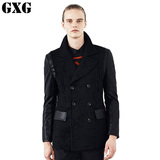 GXG[反季]男装秋冬热卖 男士时尚休闲外套黑色长款大衣#34226322
