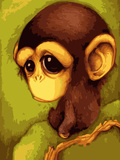 数字油画diy包邮 可爱卡通动物手绘画亚麻精品 小猴子30*40 40*50