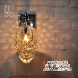 造灯工 玻璃骷髅头壁灯 loft水管酒瓶酒吧工业风创意个性家居包邮