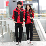 2016春装韩版修身青少年学生青年休闲男装三件套卫衣情侣运动套装