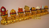 佛教供品 密宗法器供具 彩绘树脂组合 八瑞物 卧式智慧吉祥物摆件
