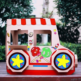 幼儿园手工制作小汽车儿童绘画涂色玩具糖果车DIY纸房子舞台道具