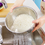 厨房加厚不锈钢淘米盆洗菜盆 创意家用沥水篮 淘米篮洗米筛漏水盆