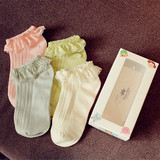 caramella 4双装 儿童礼盒袜 蕾丝花边全棉儿童船袜 舞蹈童袜