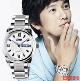韩版品质时尚简约男士手表创意学生潮流防水钢带双日历夜光石英表