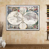 复古欧式油画手绘世界地图电表箱装饰画客厅书房玄关挂画壁画墙画