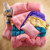 法莱绒四拼四件套珊瑚绒被单被套床上用品法兰绒加厚加绒特价包邮