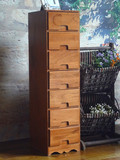 韩式实木咖色收纳柜三四五六七组合小窄柜墙角柜上漆实木抽屉柜子
