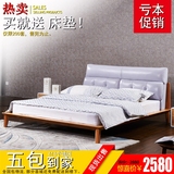 皮床小户型北欧双人床1.8米真皮床实木框架皮艺床储物床软床婚床