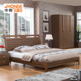 中格现代中式简约实木床双人大床1.8m婚床床头柜床垫四件套