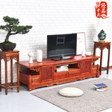 中式明清仿古榆木实木家具 雕花电视机柜 罗马电视柜视听柜矮柜