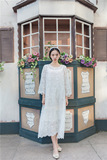 2016春夏新款两件套蕾丝刺绣文艺仙女范长裙白色连衣裙