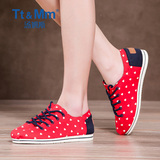 Tt&Mm/汤姆斯女鞋夏季2016新款帆布鞋韩版心形拼色布鞋系带女布鞋