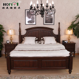 美式床实木双人床美式家具1.8米美式实木床美式乡村床白蜡木11号