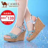 【热卖】Camel骆驼女鞋 休闲时尚水钻坡跟超高跟凉鞋 舒适凉鞋