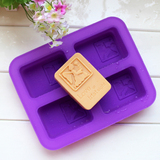 DIY冷制皂手工皂模具韩国硅胶皂模四孔方形祈祷天使 70g烘焙蛋糕