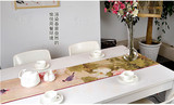 现代中式茶几布中国风牡丹桌布花鸟春顾床旗软装布艺搭配桌布桌旗