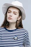 代购日本正品moussy2016夏款 刺绣休闲唐老鸭米老鼠条纹短袖T恤女