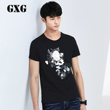 GXG男装 2015秋季商场同款 男士时尚黑色复古玫瑰T恤#53244010