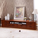 全实木电视柜组合 中式客厅红橡木现代简约矮柜实木家具2米2.2