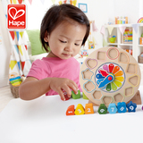 德国hape 积木时钟 木钟模型 儿童益智玩具 2-3岁宝宝智力早教