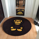 潮牌队长猴子米字旗骷髅克罗心地毯圆形客厅卧室可水洗地毯定制做