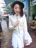 2016春装韩版PU皮女皮衣外套白色短款修身皮夹克女装机车服欧美潮