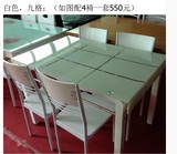 新款热弯钢化玻璃餐桌现代简约小户型餐桌椅组合快餐桌椅