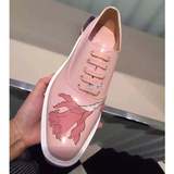 2015秋季新款P英伦家复古粉色花朵厚底松糕鞋平底深口系带单鞋女