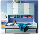 儿童衣柜床男孩组合储物床多功能高低床带衣柜1.2子母床1.5米拖床