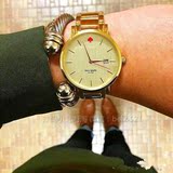 美国代购Kate Spade 1YRU0009不锈钢大表盘桃心金色简约女士手表