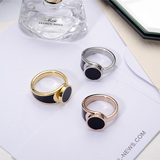 钢食指戒指配饰品韩版大牌气质时尚复古风指环男女情侣镀18k金钛