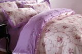 纯棉2.0m床双人2米x2.3全棉1.8被子被套床单2.2x2.4紫床上四件套