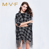 MVF2015秋季新款时尚流苏舒适外套女 五分袖中长款斗篷型女装2064