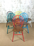 LOFT美式复古餐椅铁艺实木椅孔雀椅剑背椅子休闲咖啡椅北欧餐厅椅