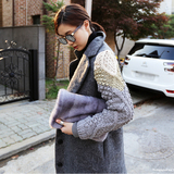韩国代购冬装韩版显瘦呢大衣茧型加厚针织袖羊绒毛呢外套中长款女