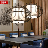 新中式鸟笼铁艺吊灯创意美式阳台走廊过道茶楼过道灯具复古餐厅灯