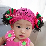 包邮女宝宝婴幼儿发饰 儿童头饰发带 假发帽子0-1-2-3-4岁韩国