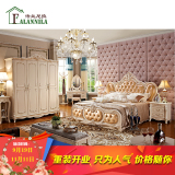欧式家具实木床卧室套装象牙白双人床配床头柜公主床皮床成套家具