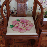牡丹花开富贵 新中式坐垫复古红木沙发椅垫餐椅垫 加厚座垫定做