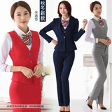 韩版修身气质职业套装女士空姐制服大码西服定制马甲套裙三件套裤
