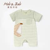 婴儿连体衣夏季短袖纯棉新生儿可爱帆船造型外出衣服薄款宝宝哈衣