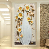 3d立体高贵花瓶 客厅背景墙欧式玄关壁纸墙纸壁画 过道走廊竖画
