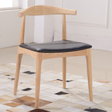 实木餐椅简约现代软包靠背餐椅休闲咖啡厅实木椅子牛角椅厂家直销