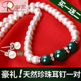 韩版短款天然珍珠纯银白单颗圆形珍珠吊坠锁骨项链防过敏