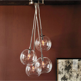 现代简约单头4头餐厅吧台灯具透明圆球清光玻璃个性时尚创意吊灯