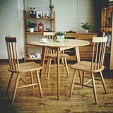 小户型餐桌实木圆餐桌椅组合北欧日式宜家简约橡木圆形桌极美家具