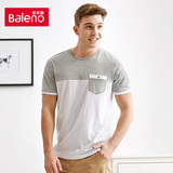 Baleno/班尼路男装 时尚休闲圆领拼接短袖T恤 小清新青年夏装上衣